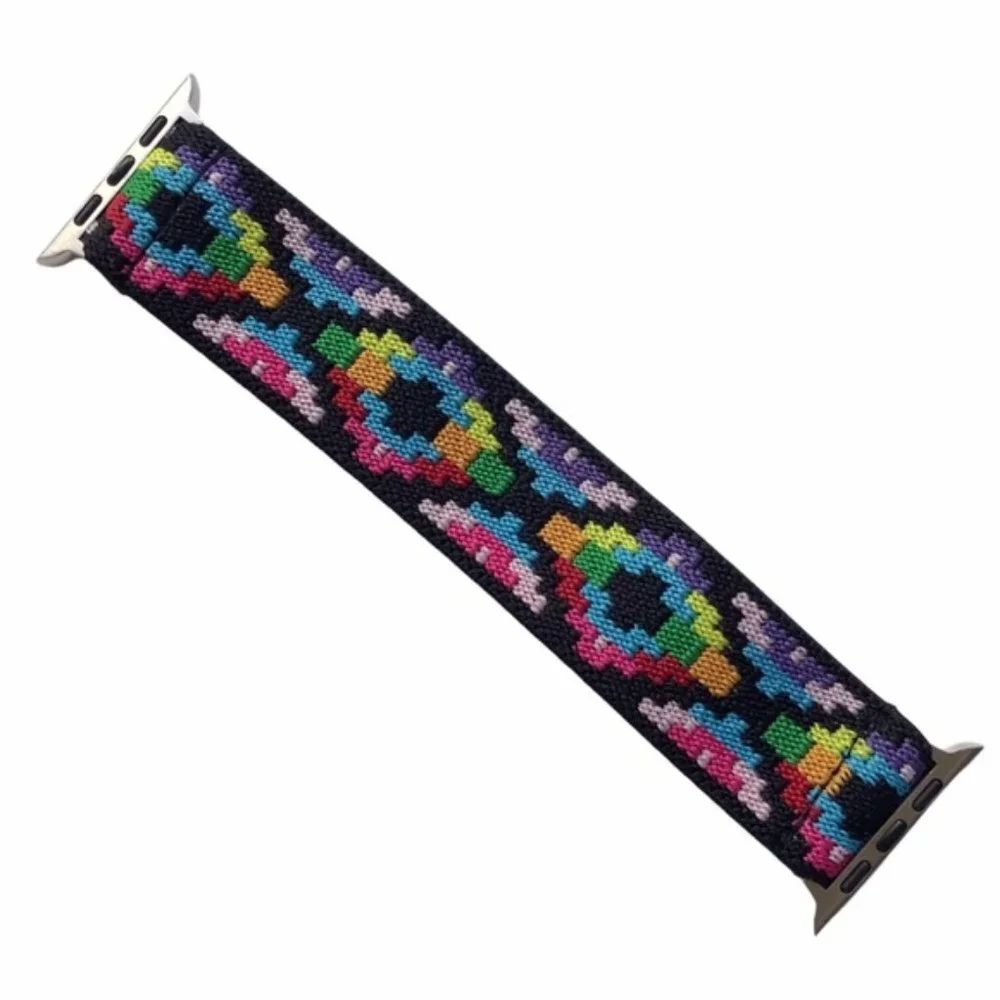 Multi-Color Aztec Fabric Elastic Apple Watch Band 38mm Solo Loop